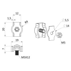Lanková svorka - simplex pre nerezové lanko 4mm, brúsená nerez K320/ AISI304 Lanková svorka - simplex pre nerezové lanko 4mm, brúsená nerez K320/ AISI304